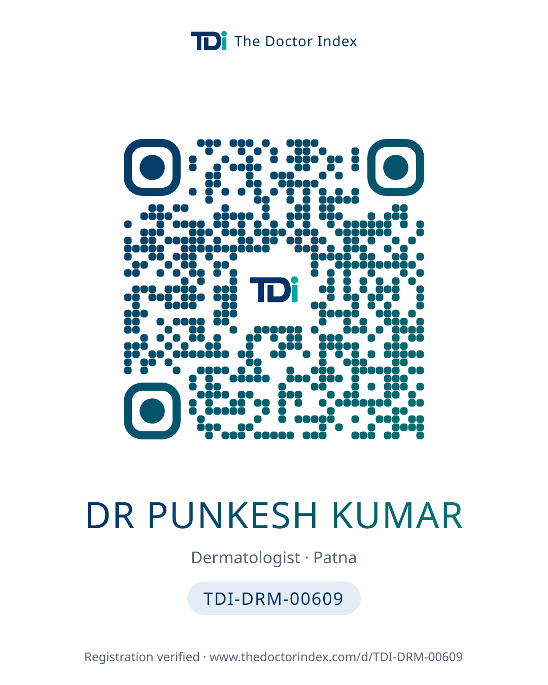 QR card for Dr Punkesh Kumar, TDI-DRM-00609