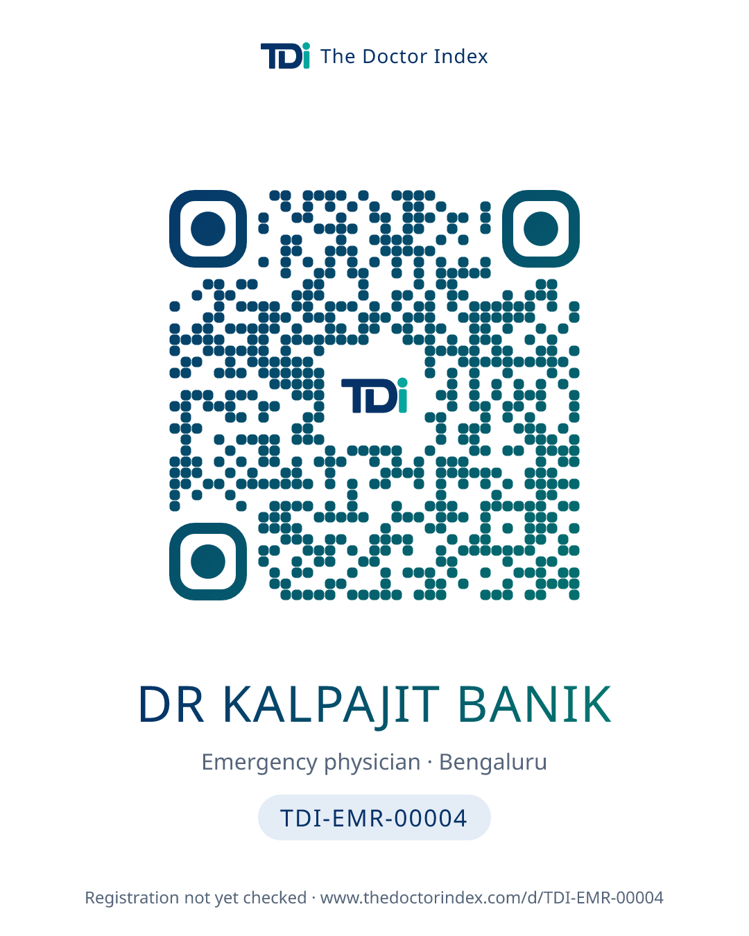 QR card for Dr Kalpajit Banik, TDI-EMR-00004