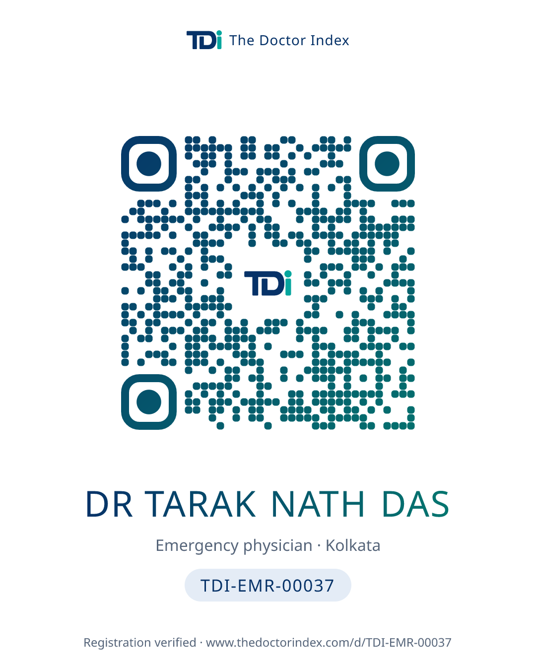 QR card for Dr Tarak Nath Das, TDI-EMR-00037