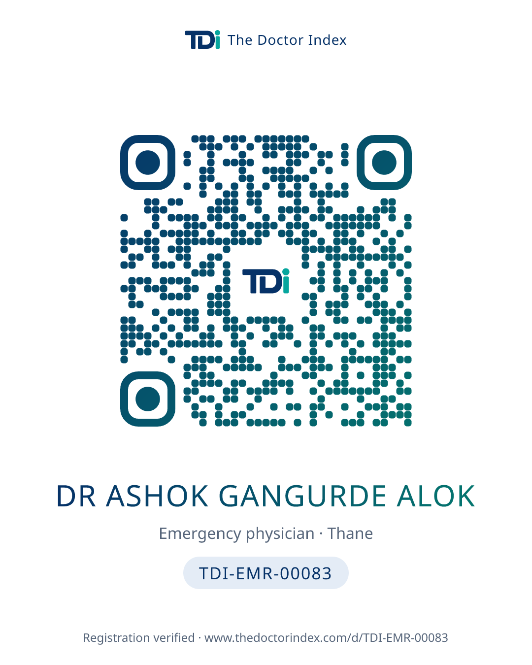 QR card for Dr Ashok Gangurde Alok, TDI-EMR-00083