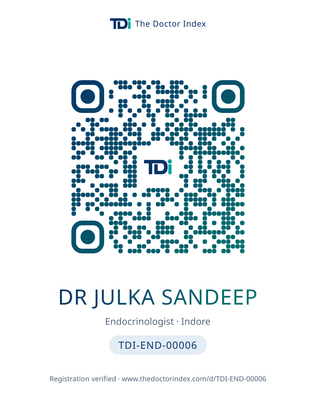 QR card for Dr Julka Sandeep, TDI-END-00006
