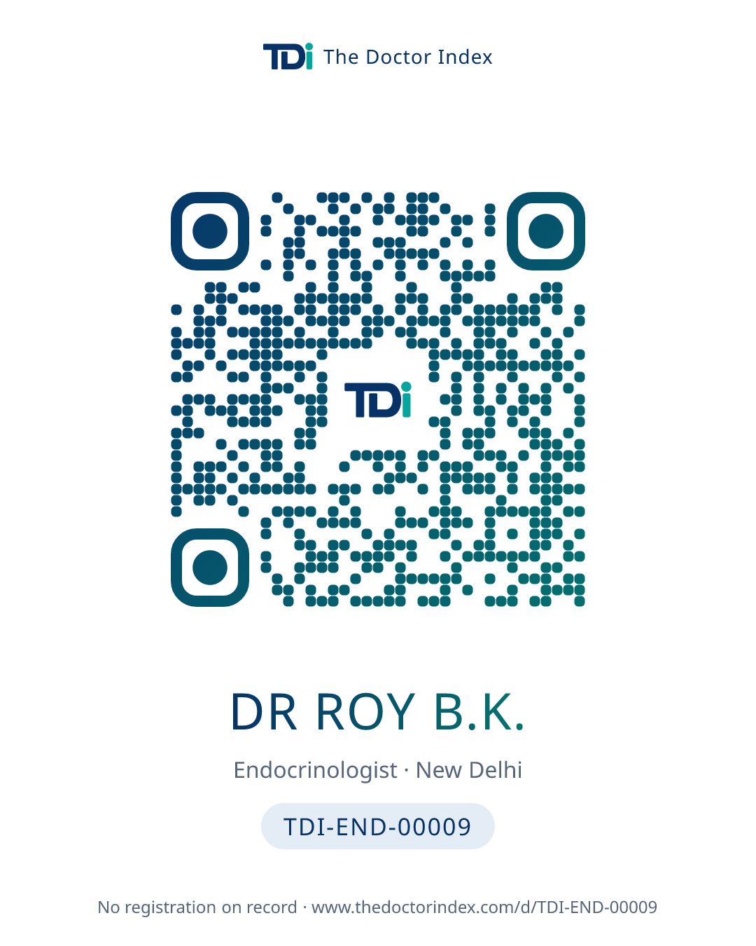 QR card for Dr Roy B.K., TDI-END-00009