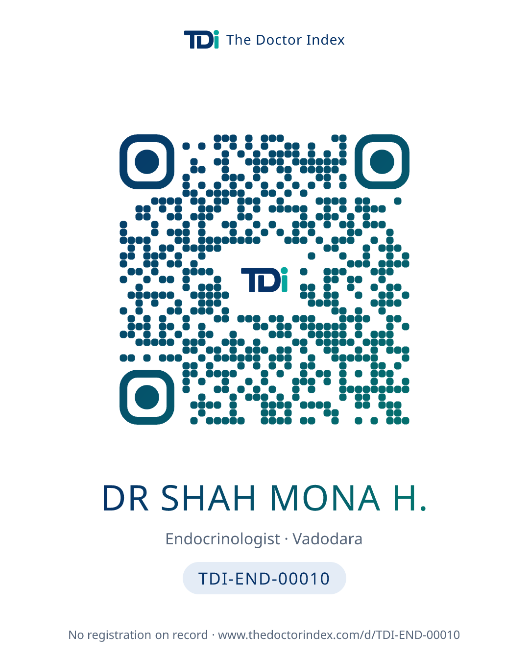 QR card for Dr Shah Mona H., TDI-END-00010