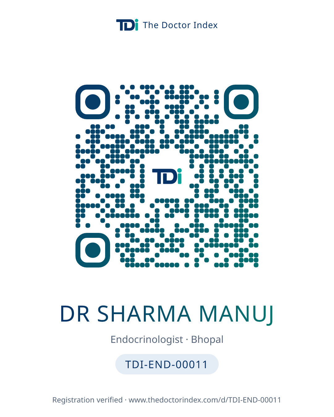 QR card for Dr Sharma Manuj, TDI-END-00011