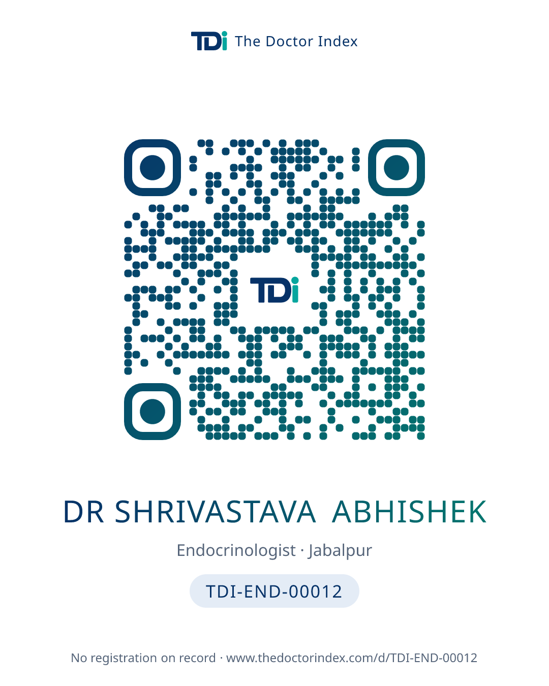 QR card for Dr Shrivastava Abhishek, TDI-END-00012
