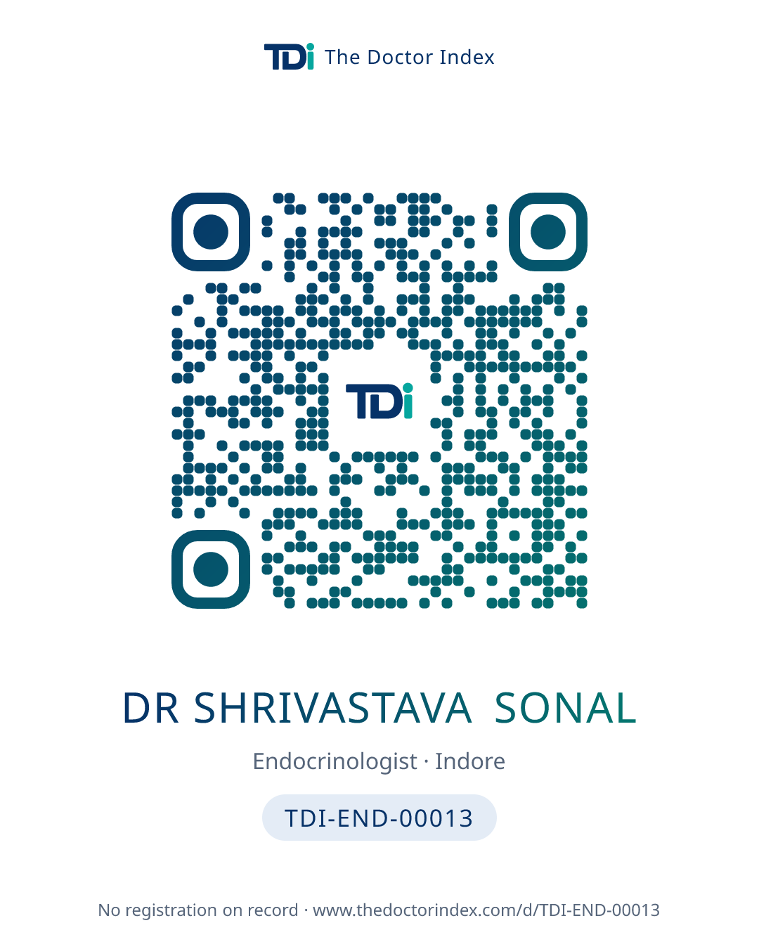 QR card for Dr Shrivastava Sonal, TDI-END-00013