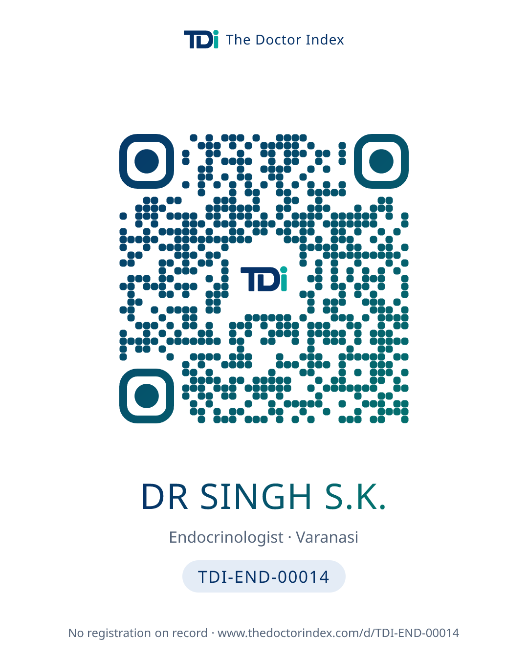 QR card for Dr Singh S.K., TDI-END-00014