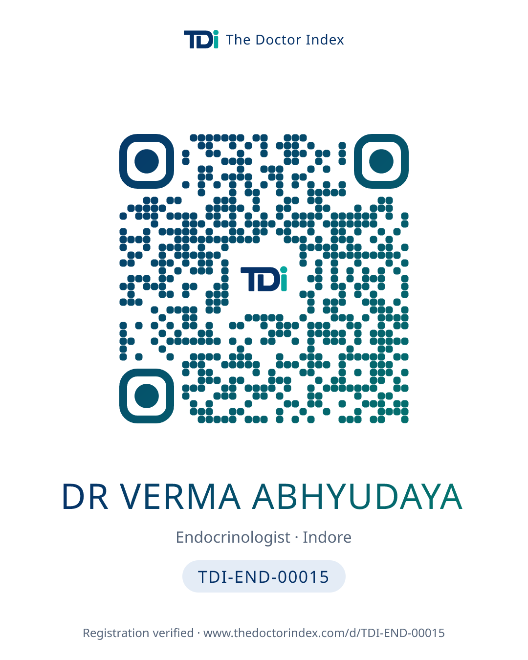 QR card for Dr Verma Abhyudaya, TDI-END-00015