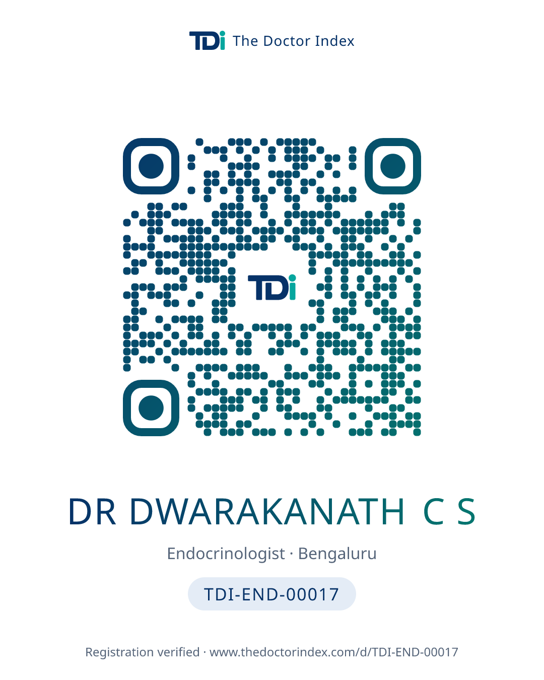 QR card for Dr Dwarakanath C S, TDI-END-00017