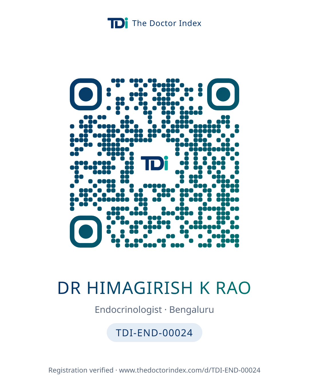 QR card for Dr Himagirish K Rao, TDI-END-00024