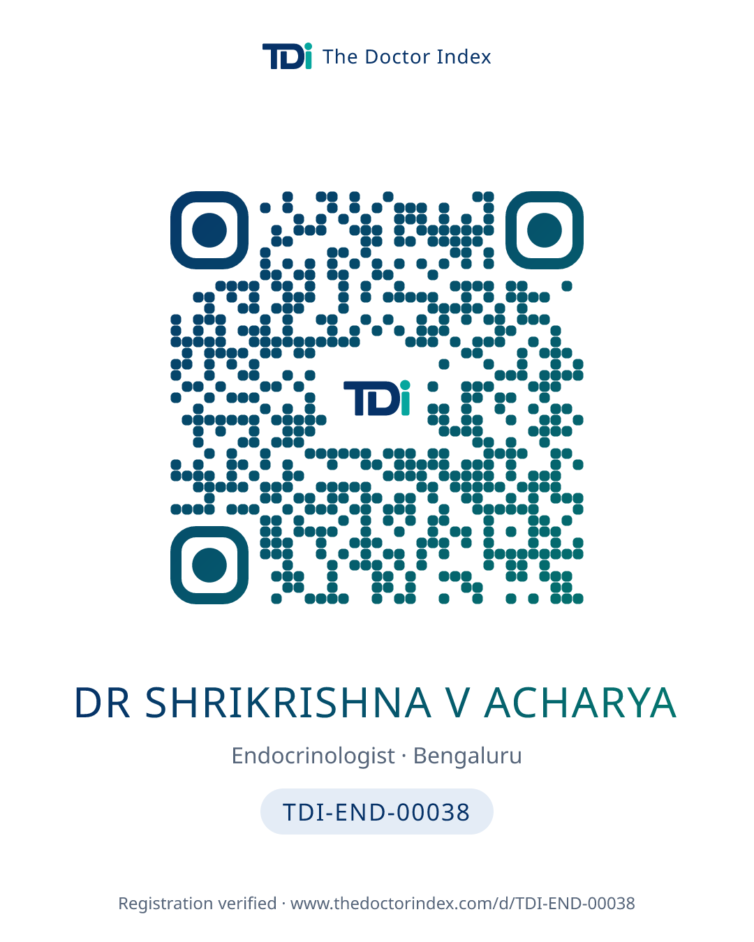 QR card for Dr Shrikrishna V Acharya, TDI-END-00038