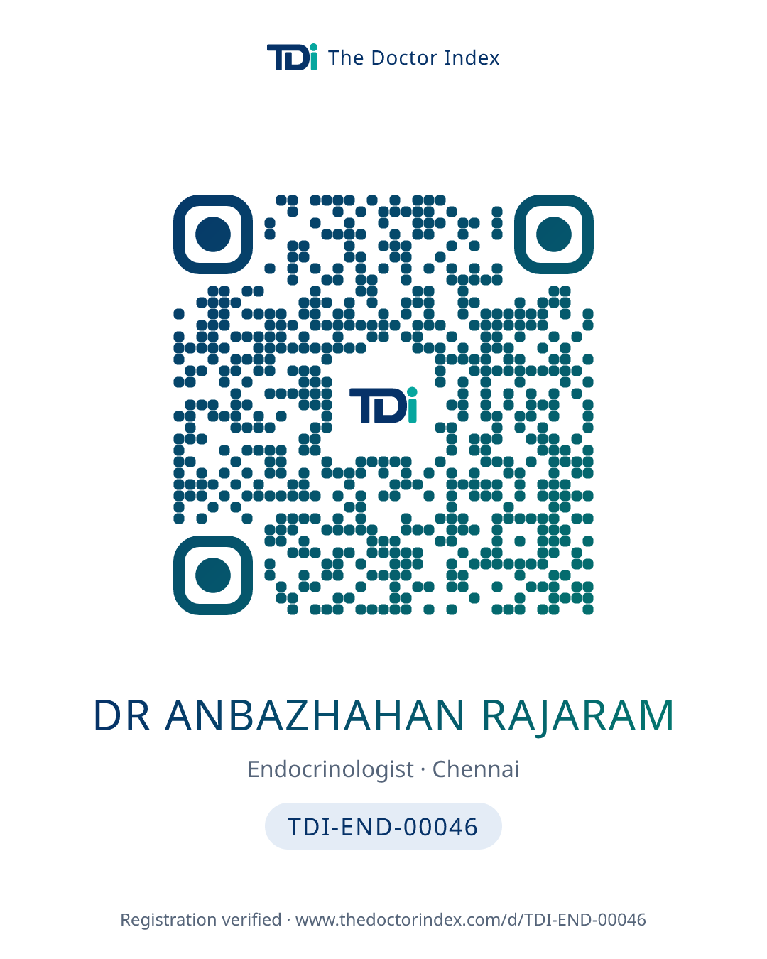 QR card for Dr Anbazhahan Rajaram, TDI-END-00046