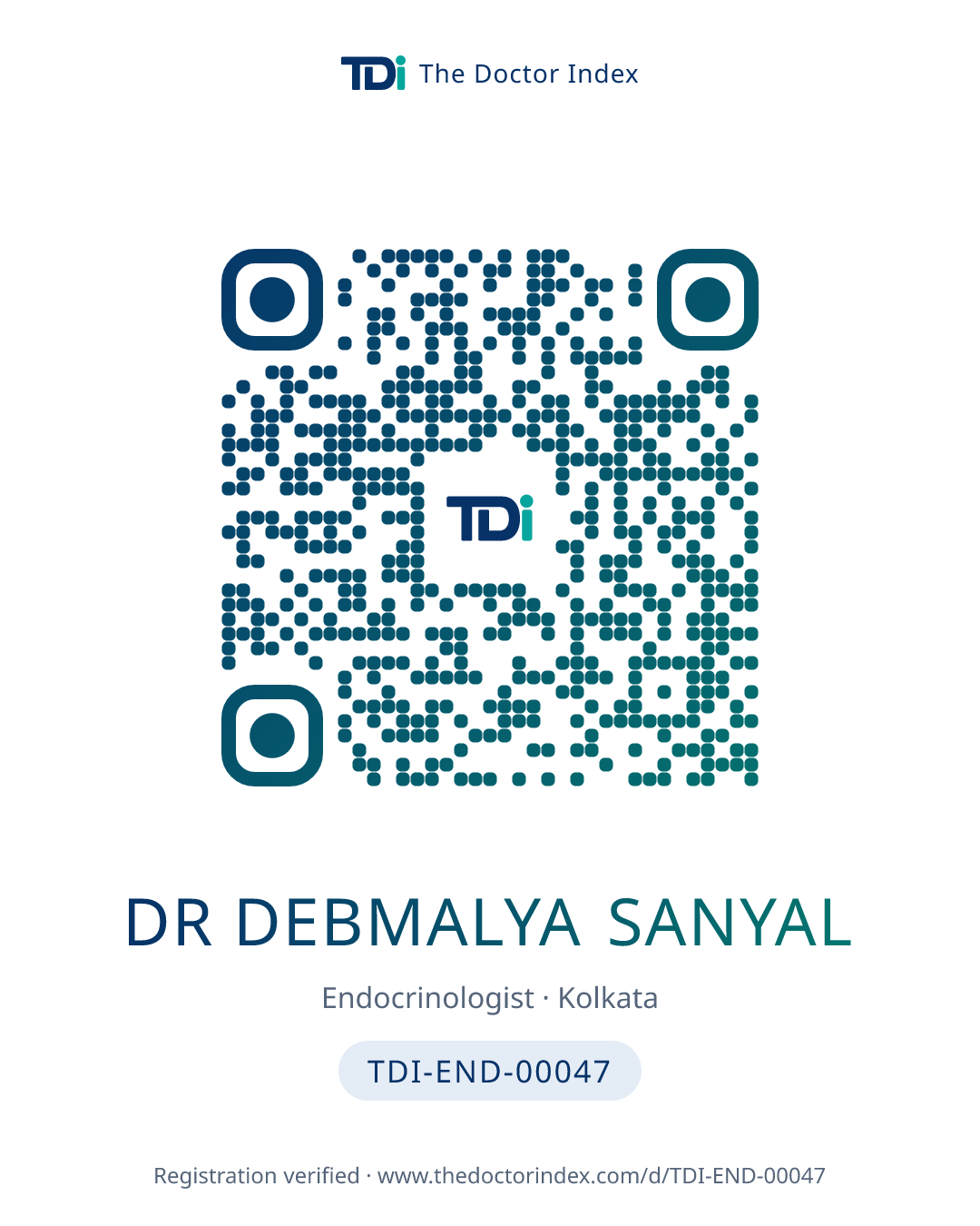 QR card for Dr Debmalya Sanyal, TDI-END-00047