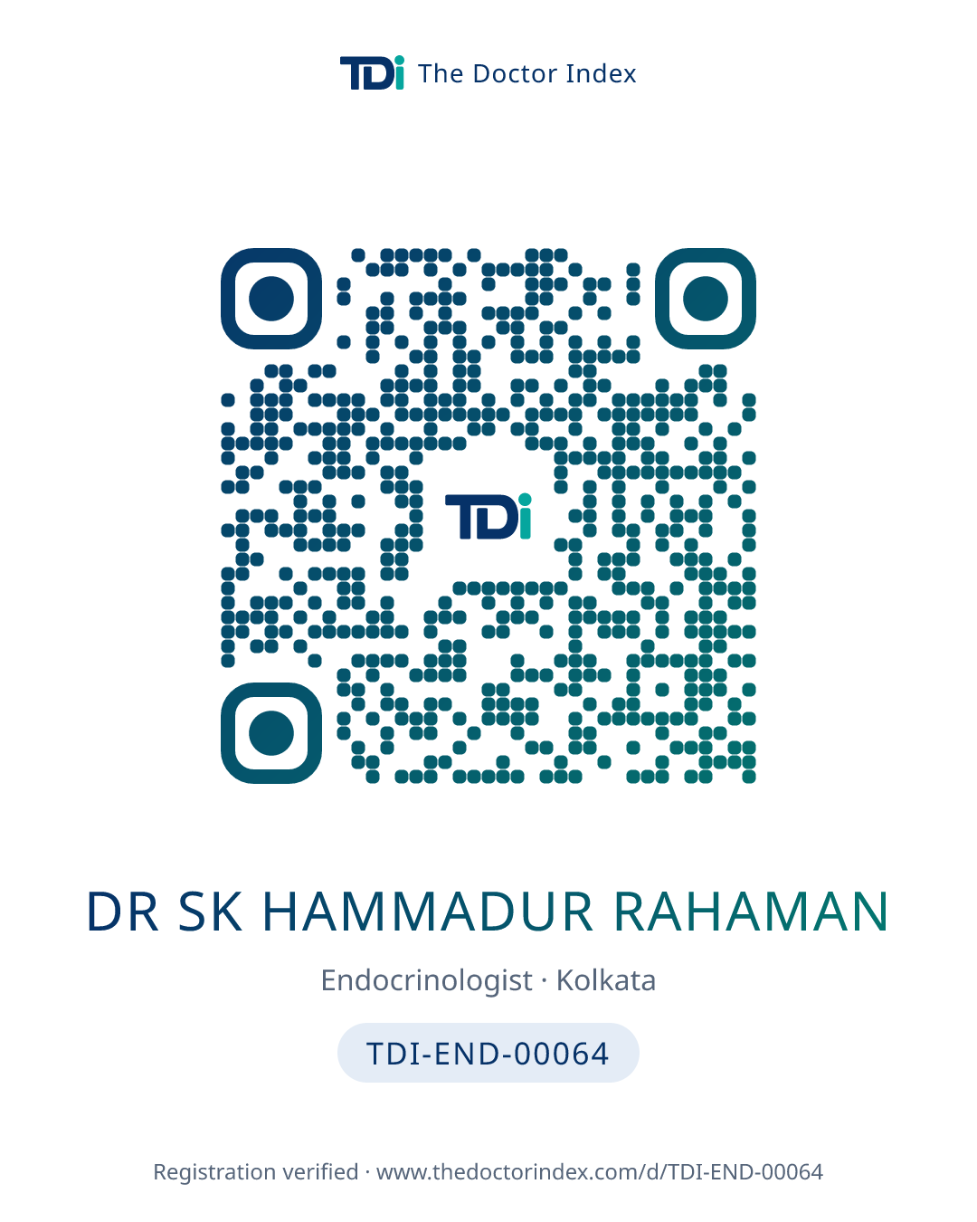 QR card for Dr Sk Hammadur Rahaman, TDI-END-00064