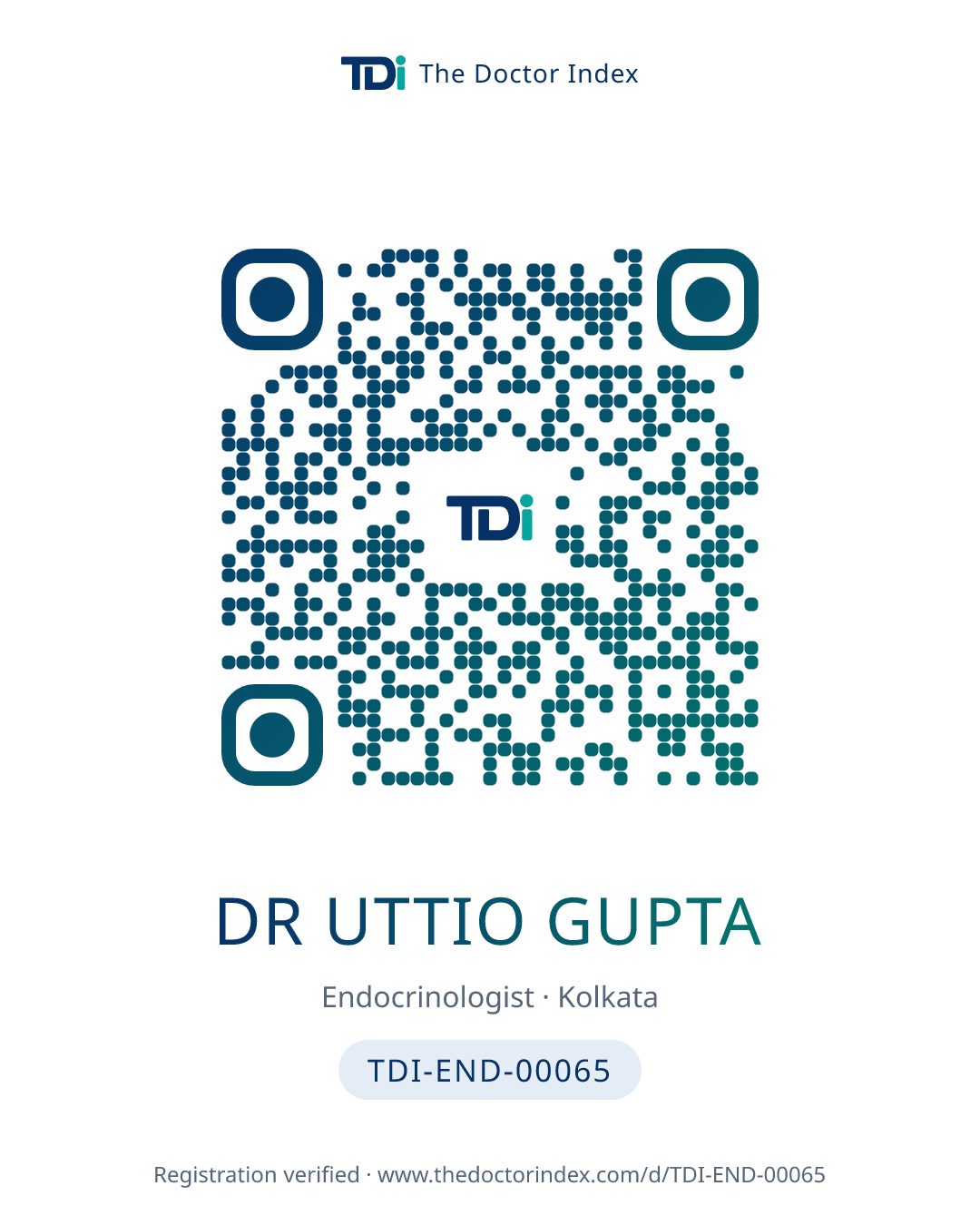 QR card for Dr Uttio Gupta, TDI-END-00065
