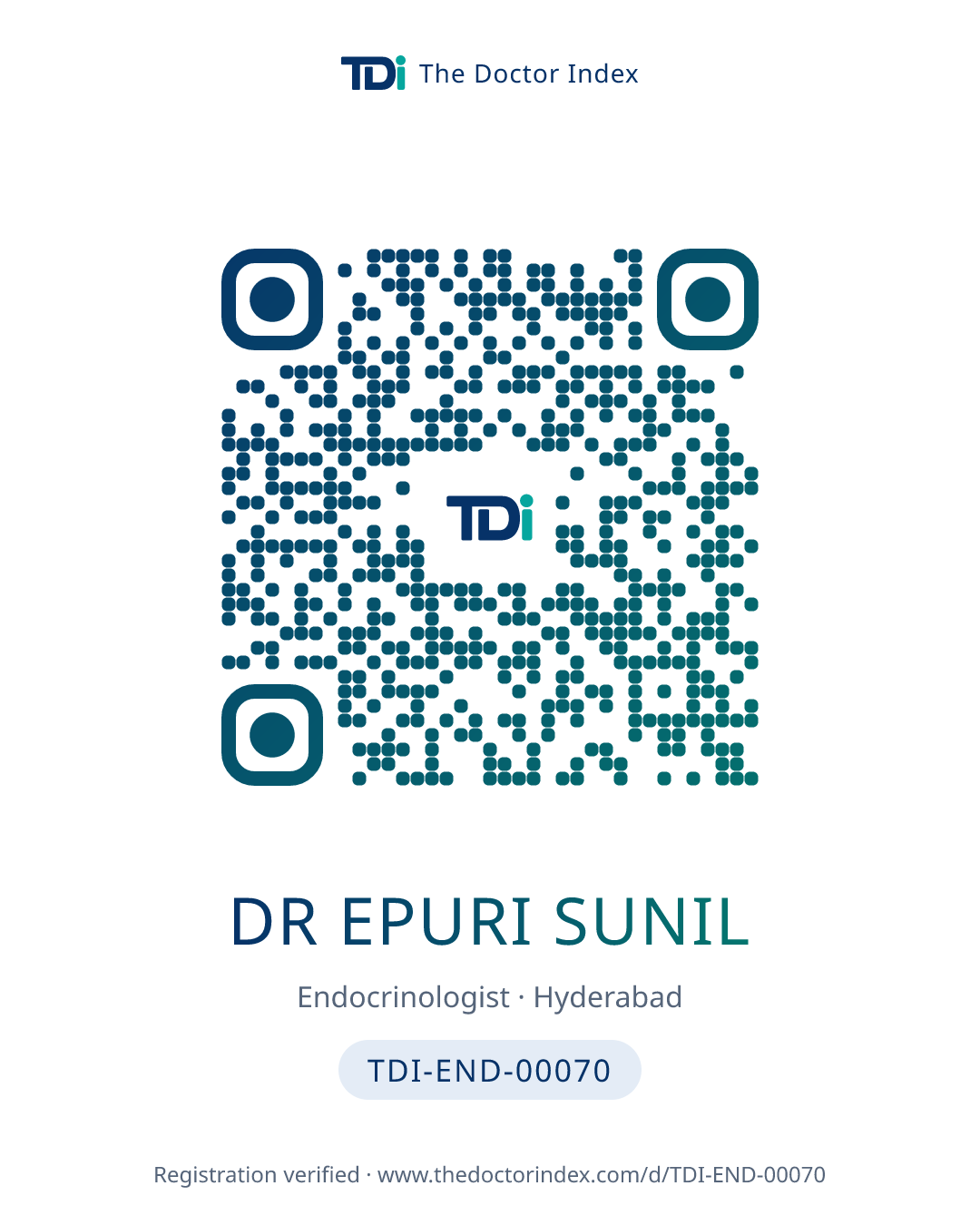 QR card for Dr Epuri Sunil, TDI-END-00070