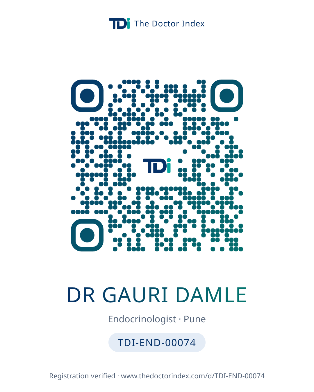 QR card for Dr Gauri Damle, TDI-END-00074