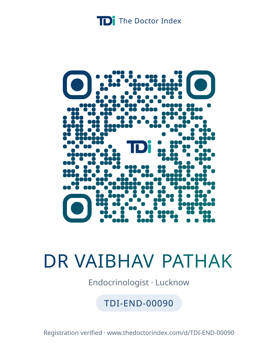 QR card for Dr Vaibhav Pathak, TDI-END-00090