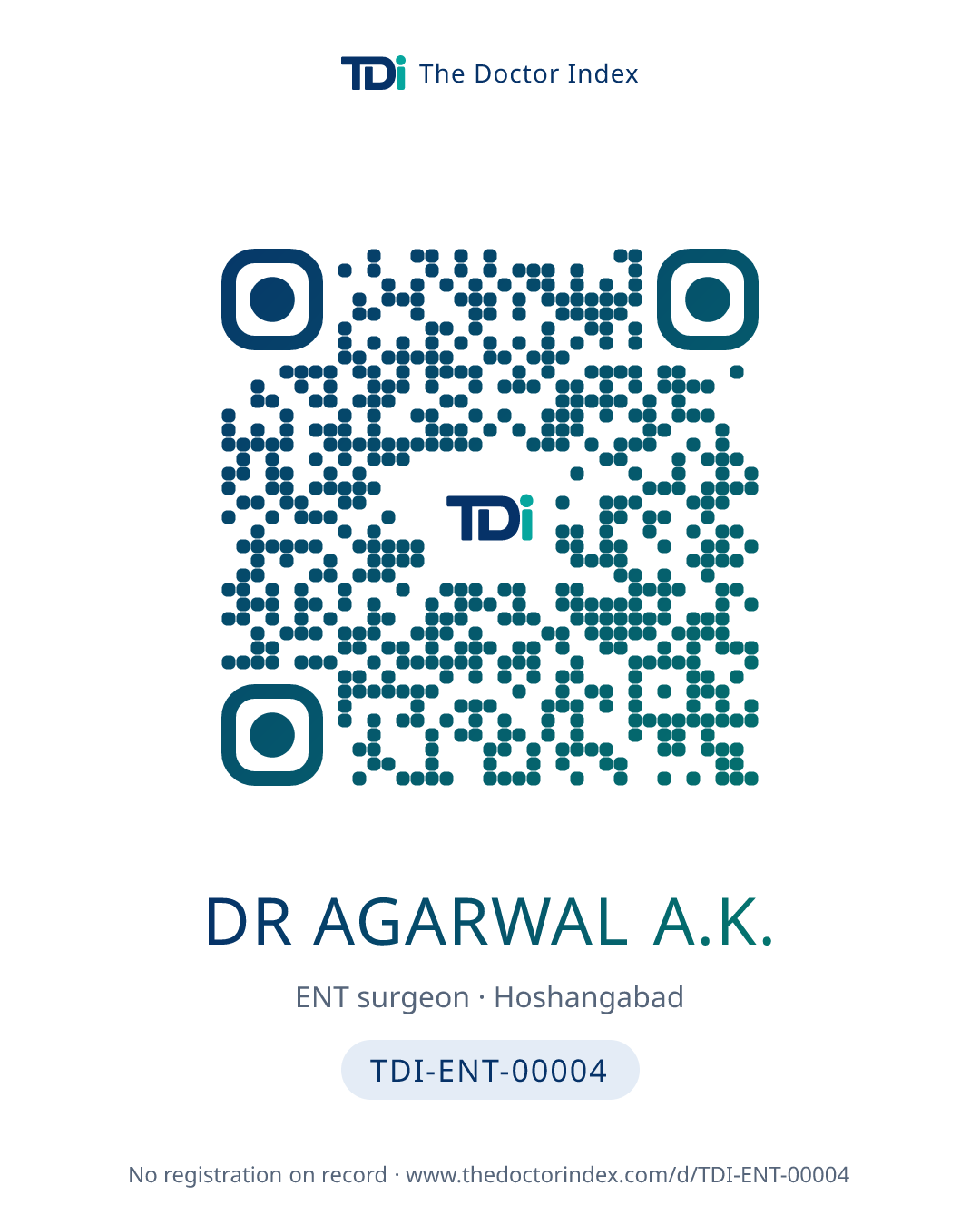 QR card for Dr Agarwal A.K., TDI-ENT-00004