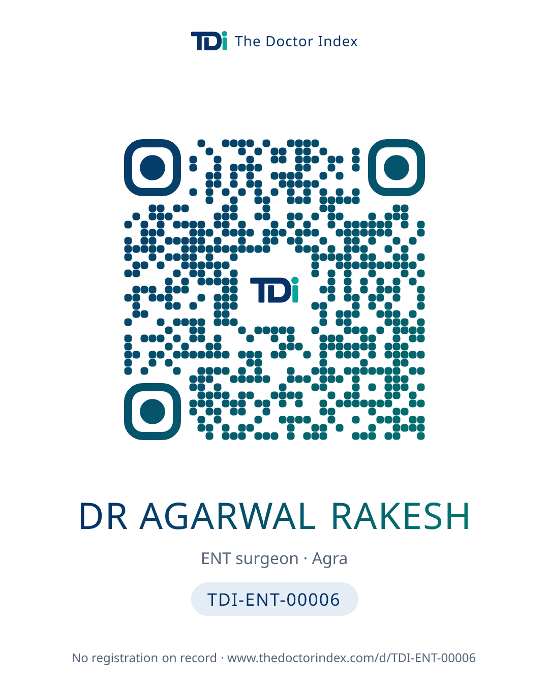QR card for Dr Agarwal Rakesh, TDI-ENT-00006