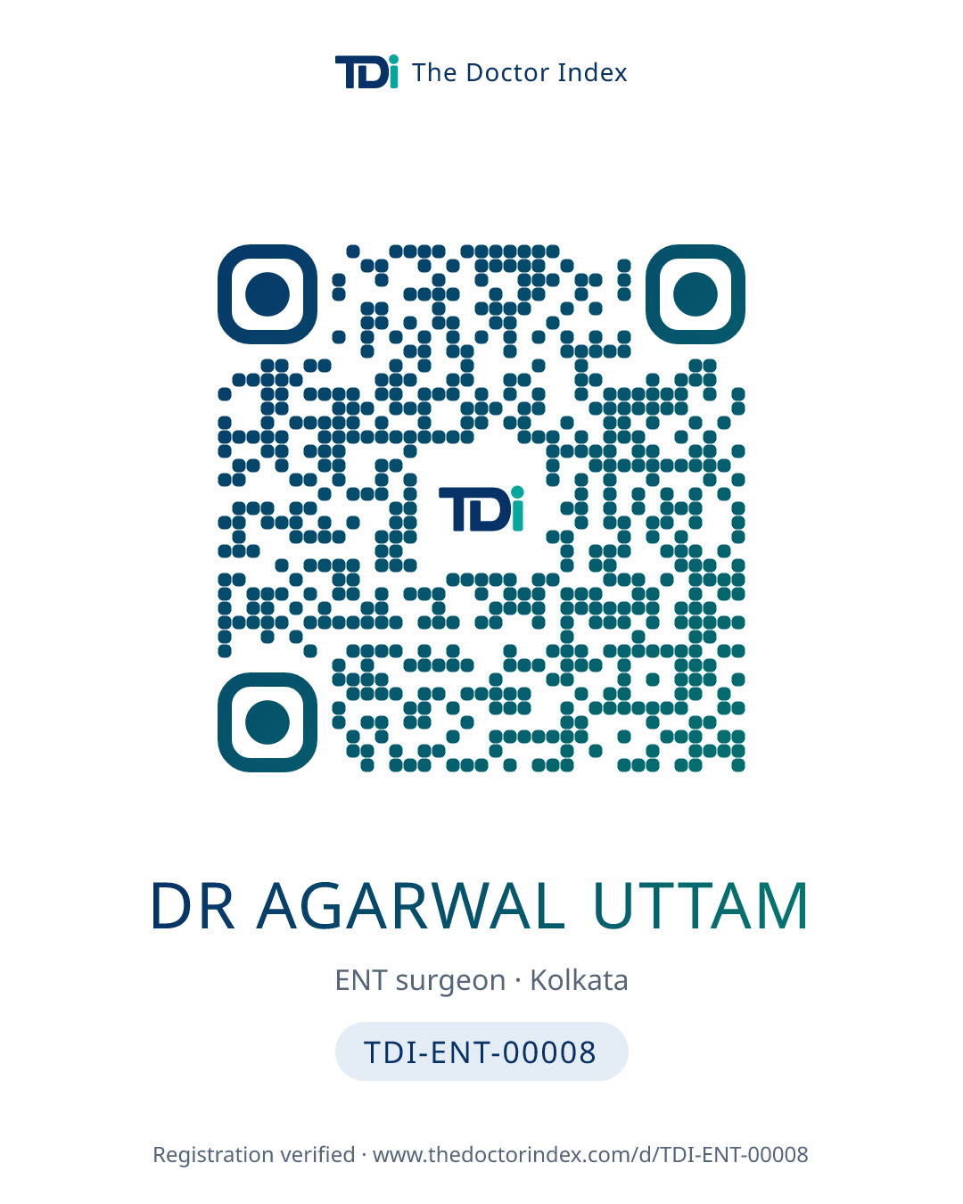 QR card for Dr Agarwal Uttam, TDI-ENT-00008