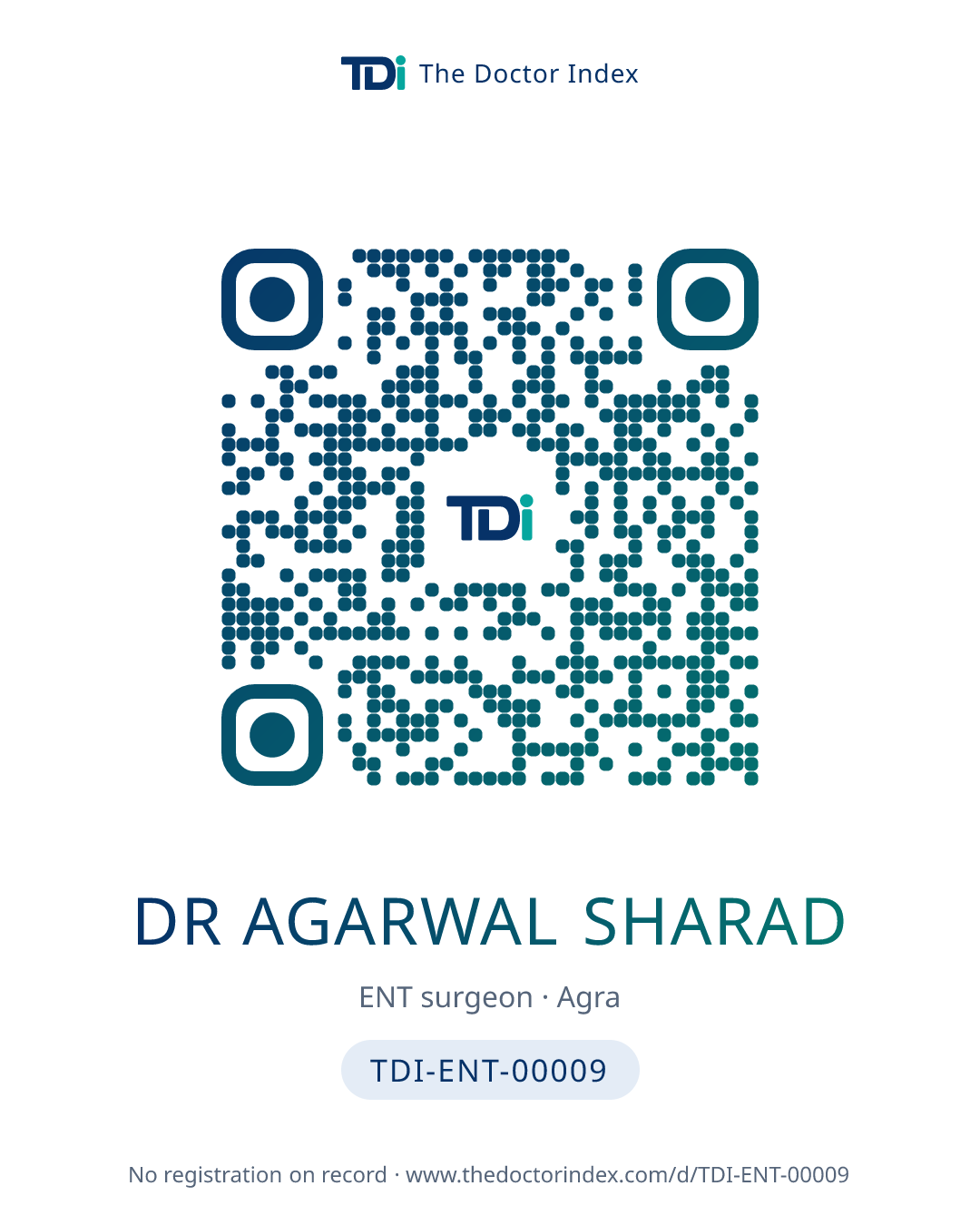 QR card for Dr Agarwal Sharad, TDI-ENT-00009