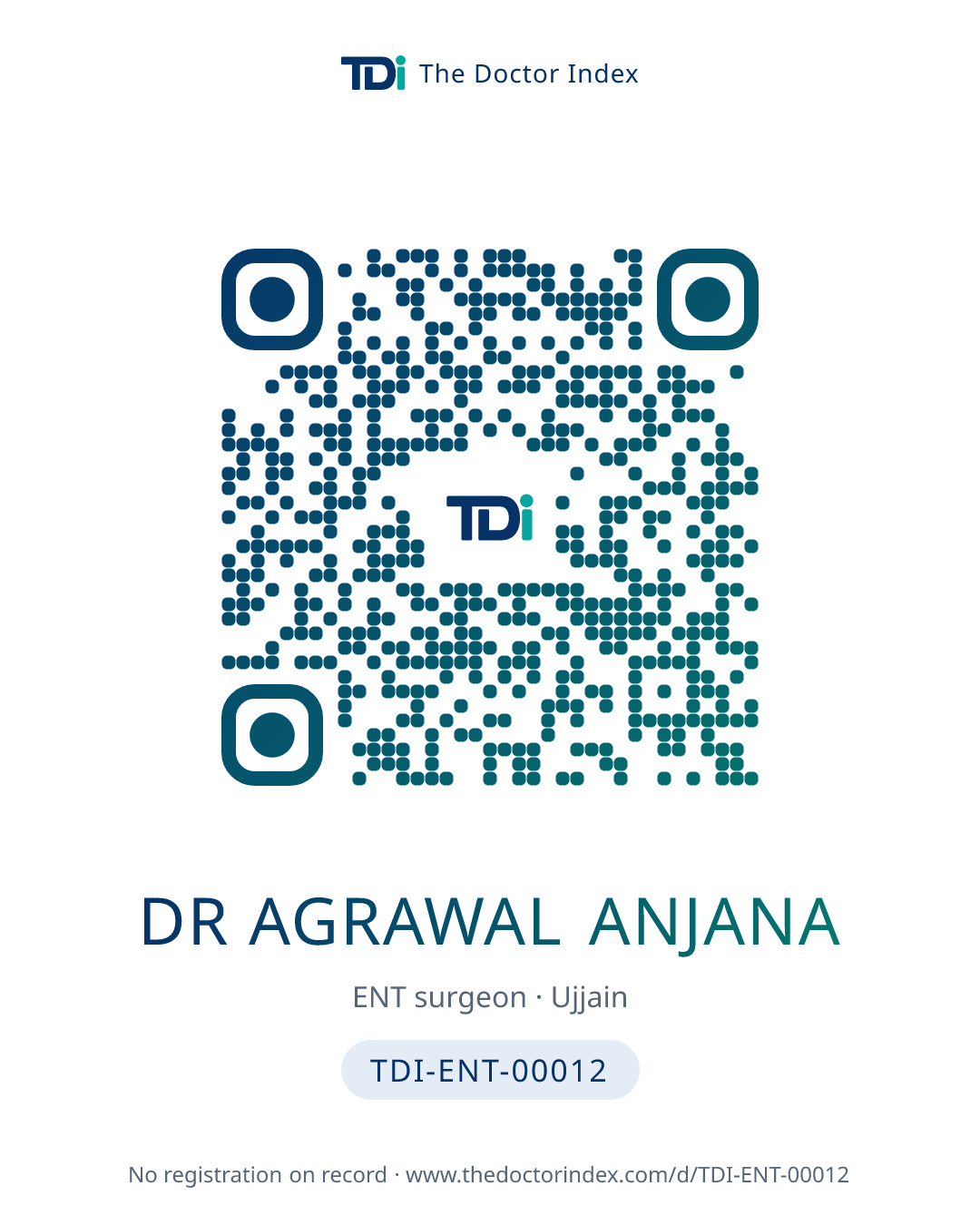 QR card for Dr Agrawal Anjana, TDI-ENT-00012