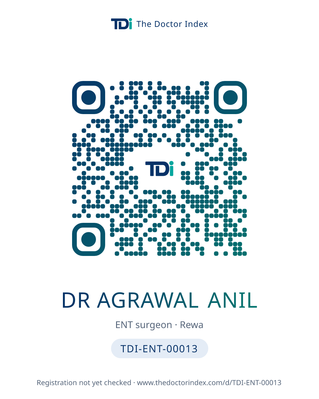 QR card for Dr Agrawal Anil, TDI-ENT-00013