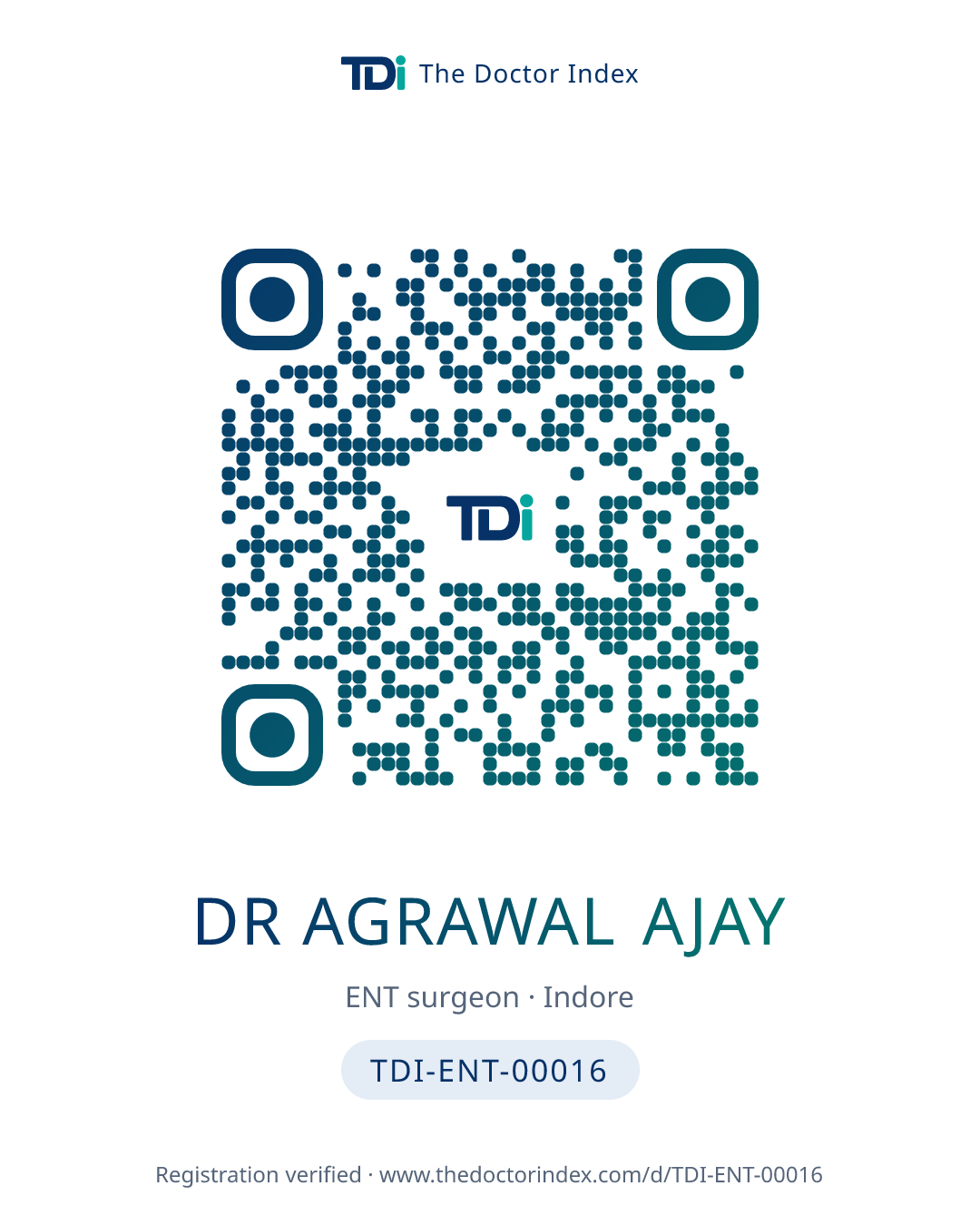 QR card for Dr Agrawal Ajay, TDI-ENT-00016