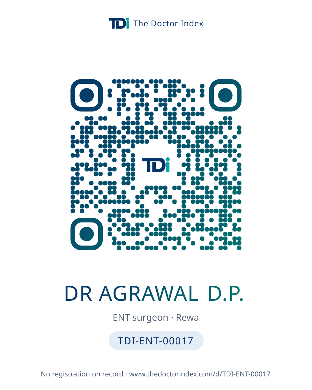 QR card for Dr Agrawal D.P., TDI-ENT-00017