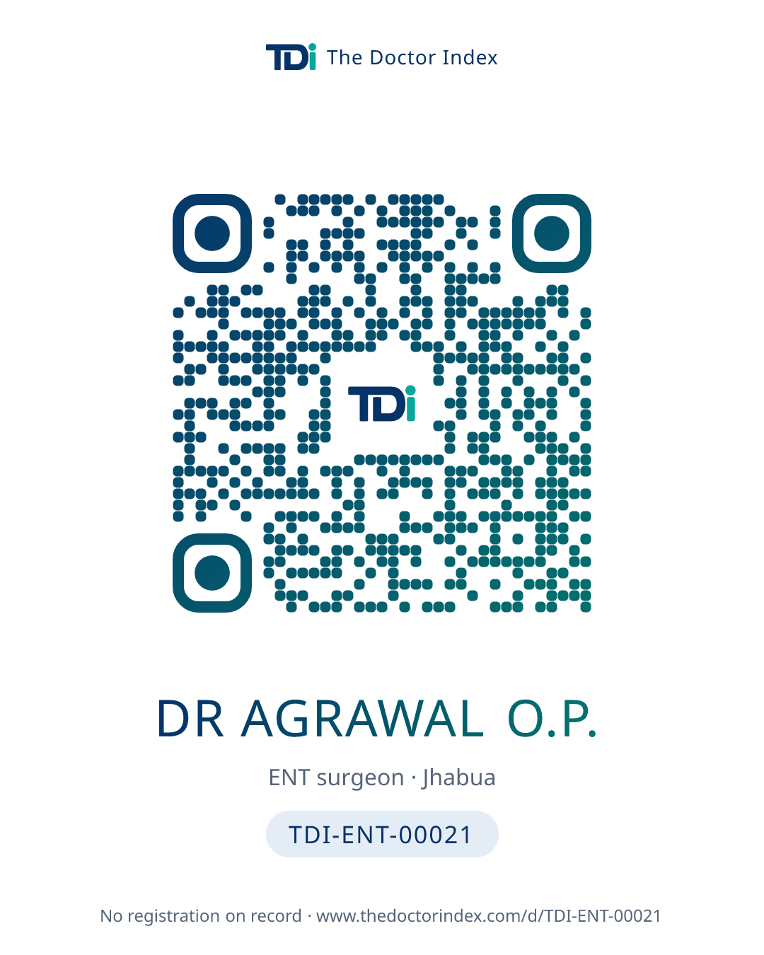 QR card for Dr Agrawal O.P., TDI-ENT-00021
