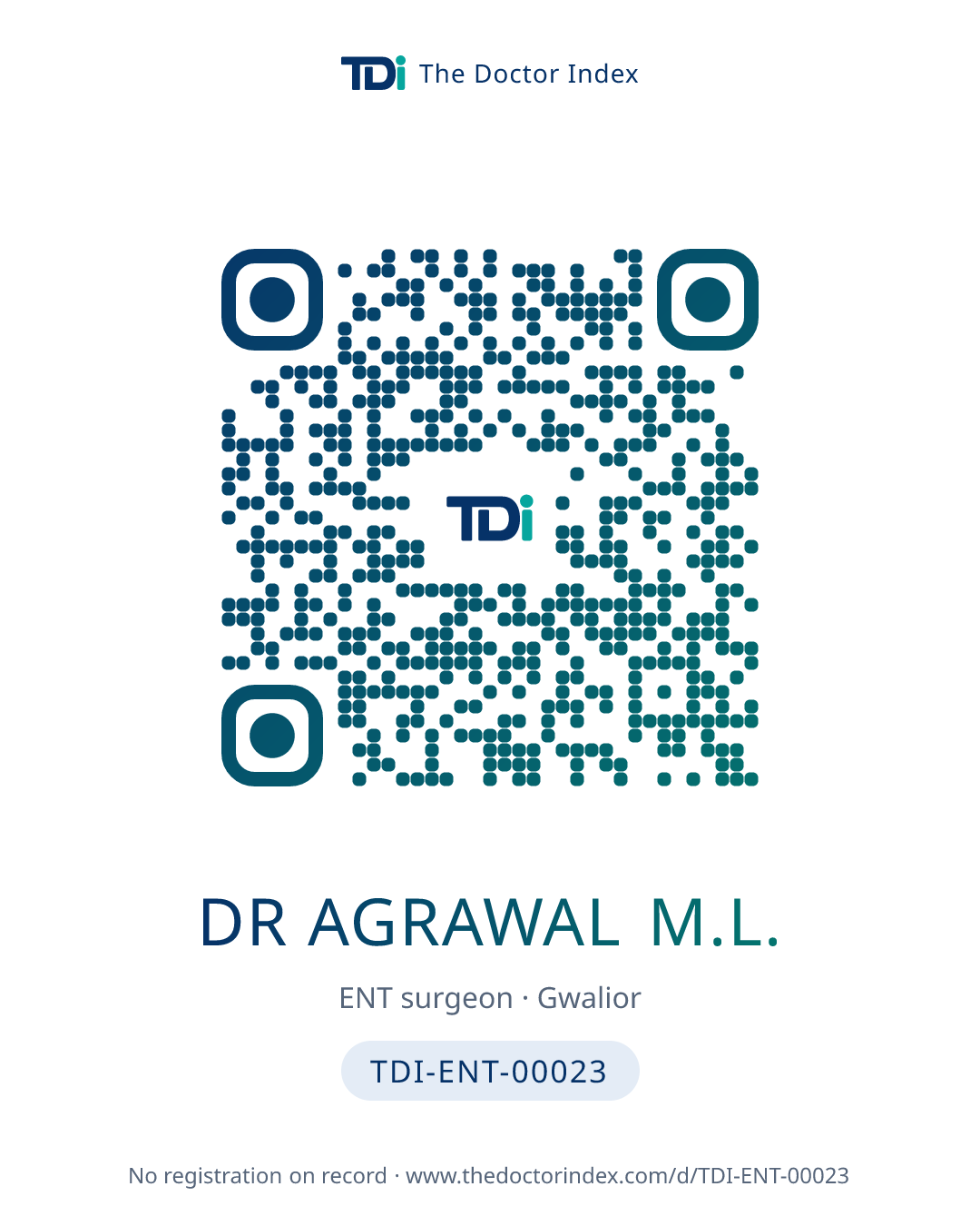 QR card for Dr Agrawal M.L., TDI-ENT-00023