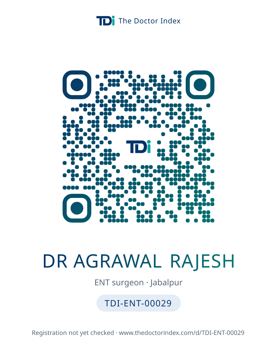 QR card for Dr Agrawal Rajesh, TDI-ENT-00029