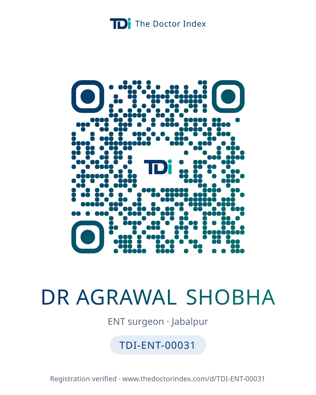 QR card for Dr Agrawal Shobha, TDI-ENT-00031