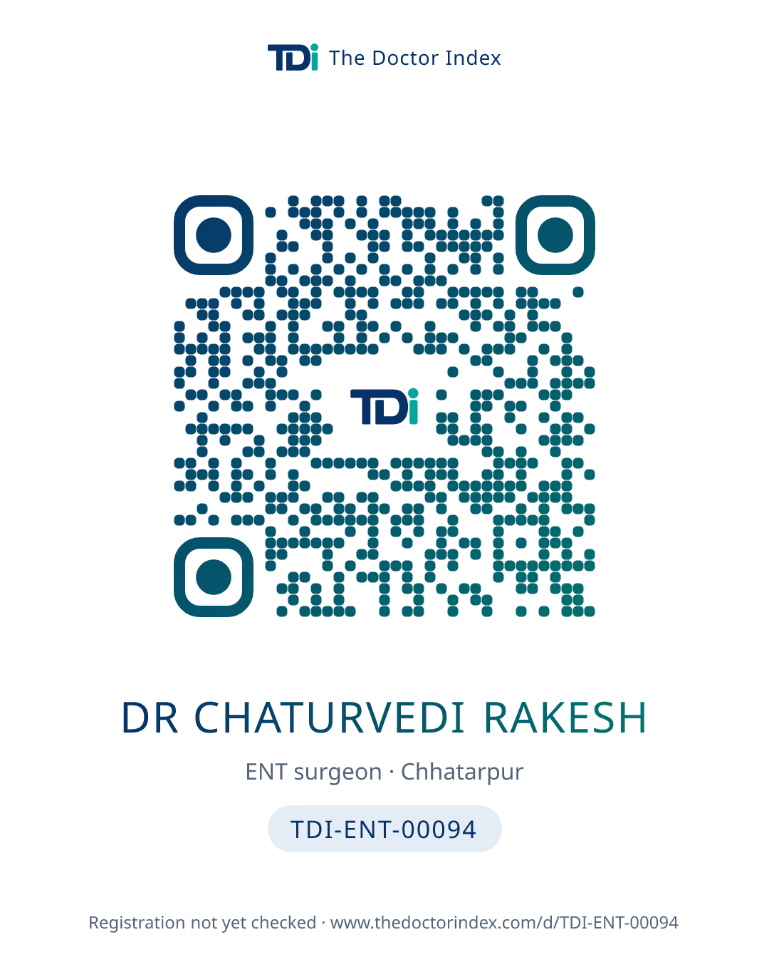 QR card for Dr Chaturvedi Rakesh, TDI-ENT-00094