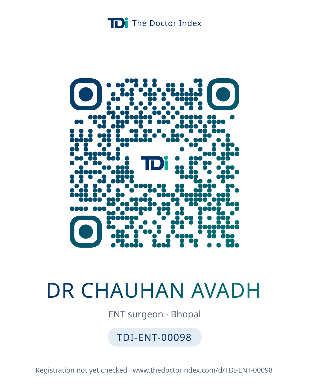 QR card for Dr Chauhan Avadh, TDI-ENT-00098