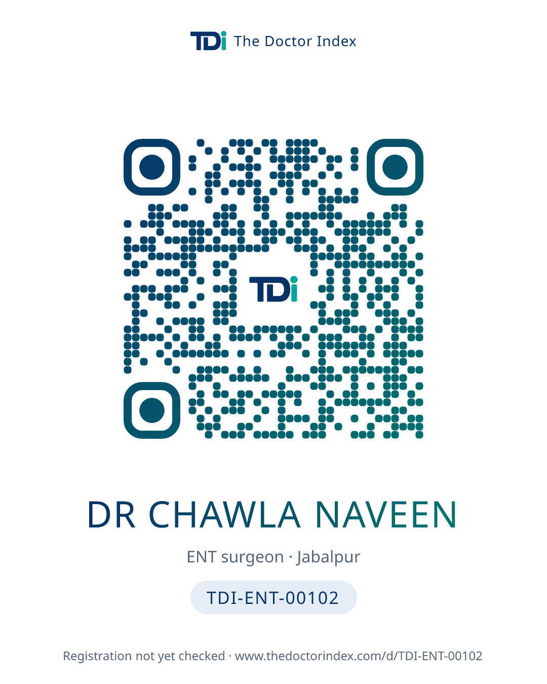 QR card for Dr Chawla Naveen, TDI-ENT-00102