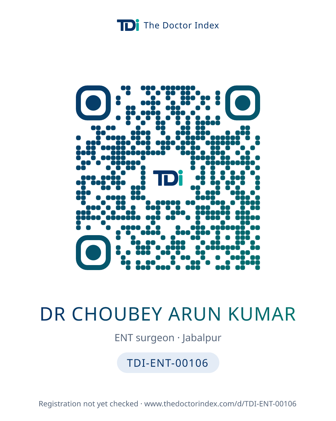 QR card for Dr Choubey Arun Kumar, TDI-ENT-00106