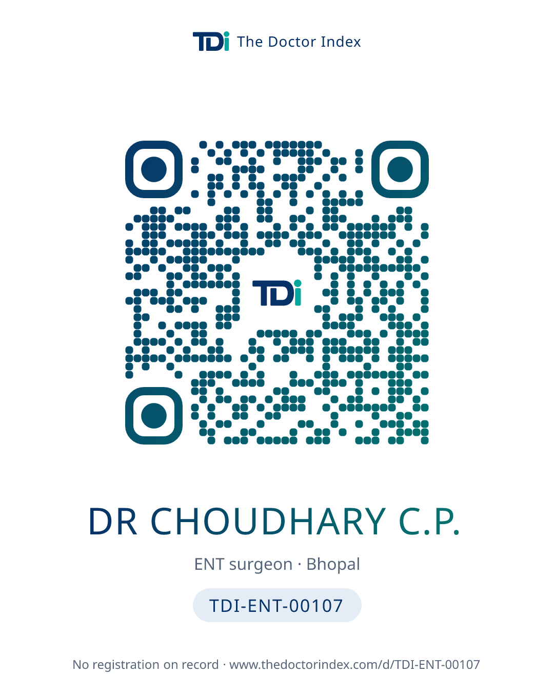 QR card for Dr Choudhary C.P., TDI-ENT-00107