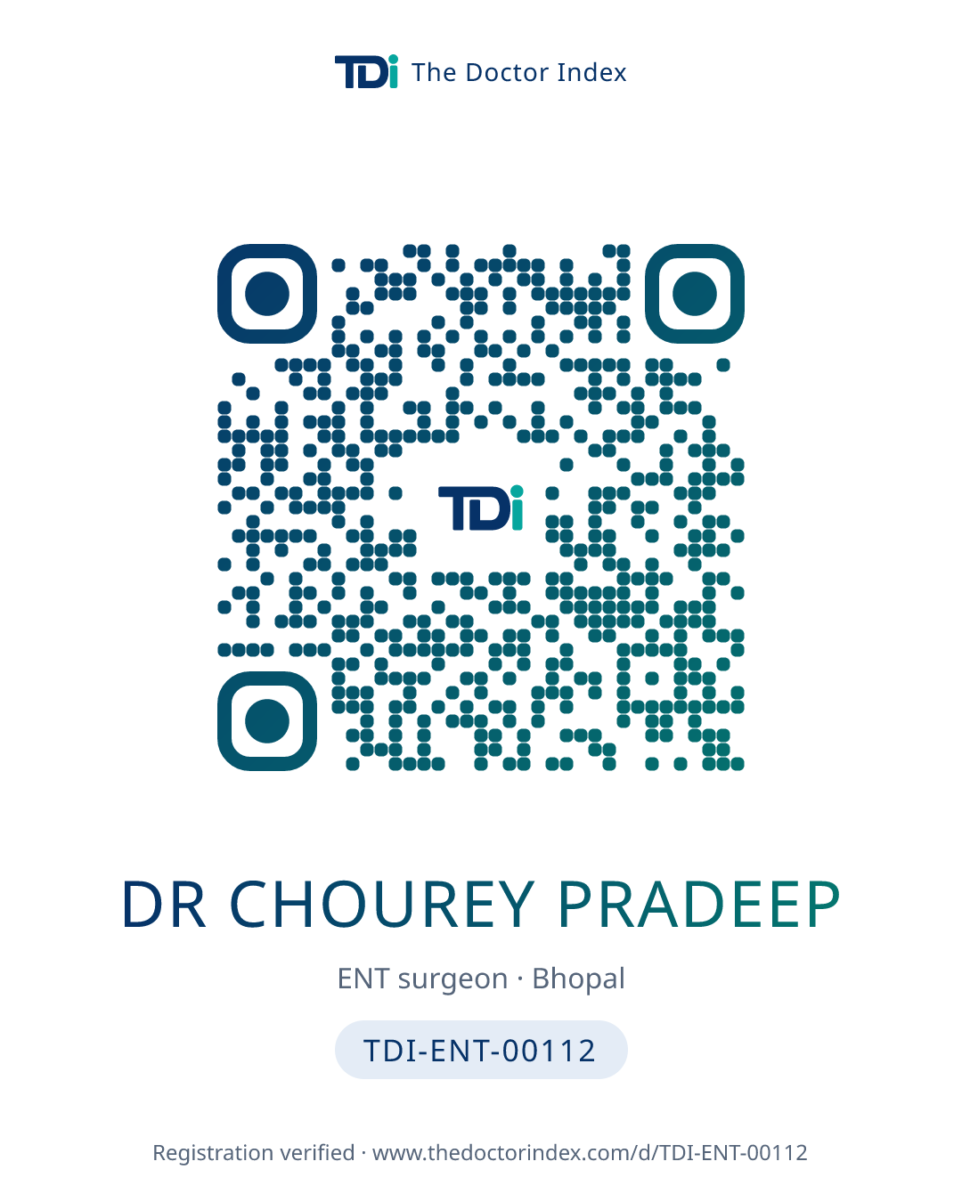 QR card for Dr Chourey Pradeep, TDI-ENT-00112