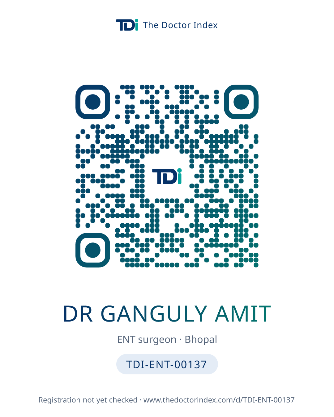 QR card for Dr Ganguly Amit, TDI-ENT-00137