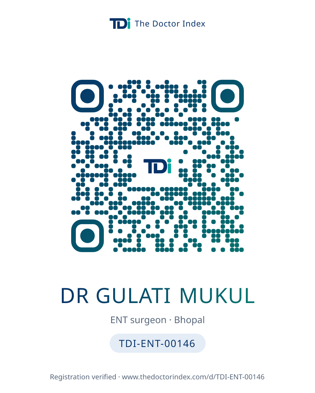 QR card for Dr Gulati Mukul, TDI-ENT-00146