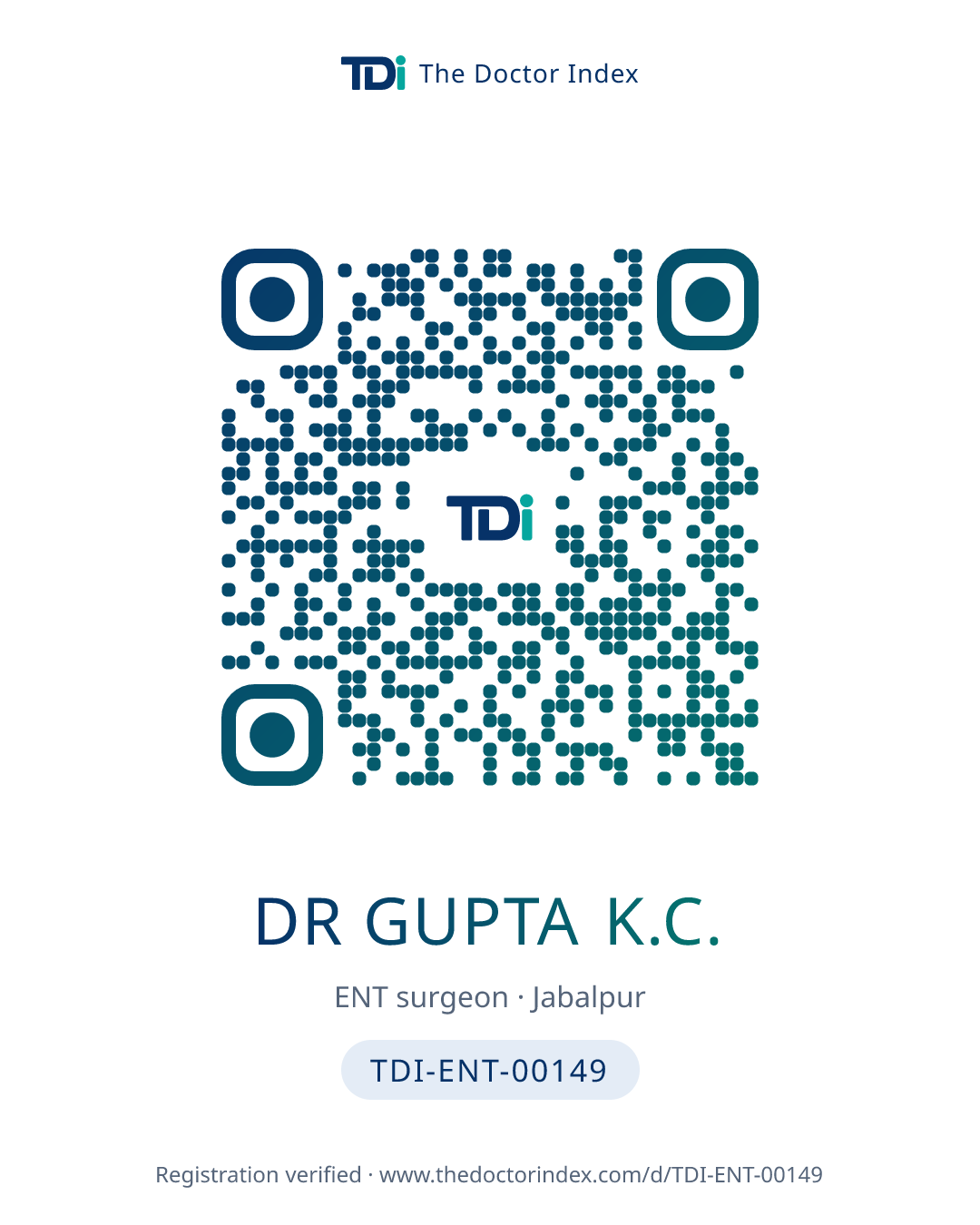 QR card for Dr Gupta K.C., TDI-ENT-00149