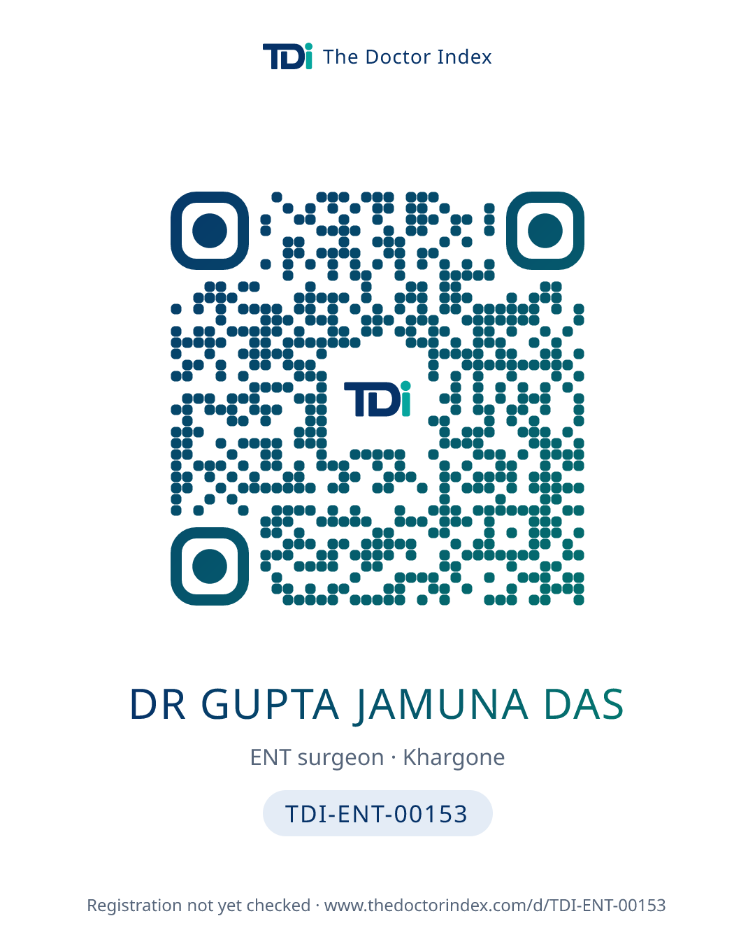 QR card for Dr Gupta Jamuna Das, TDI-ENT-00153