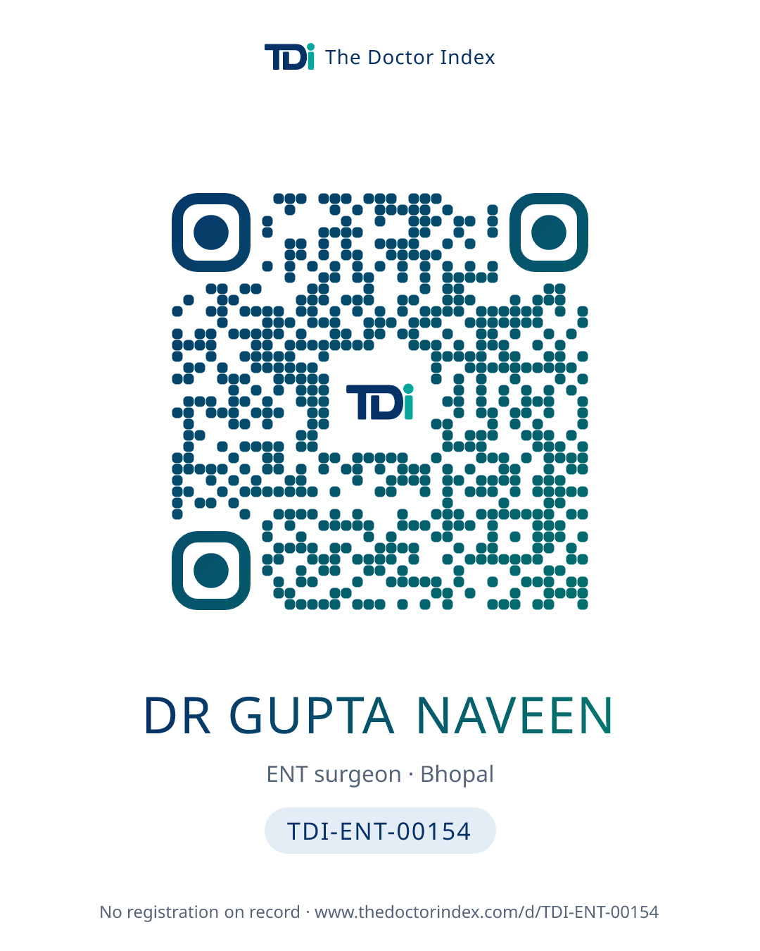 QR card for Dr Gupta Naveen, TDI-ENT-00154