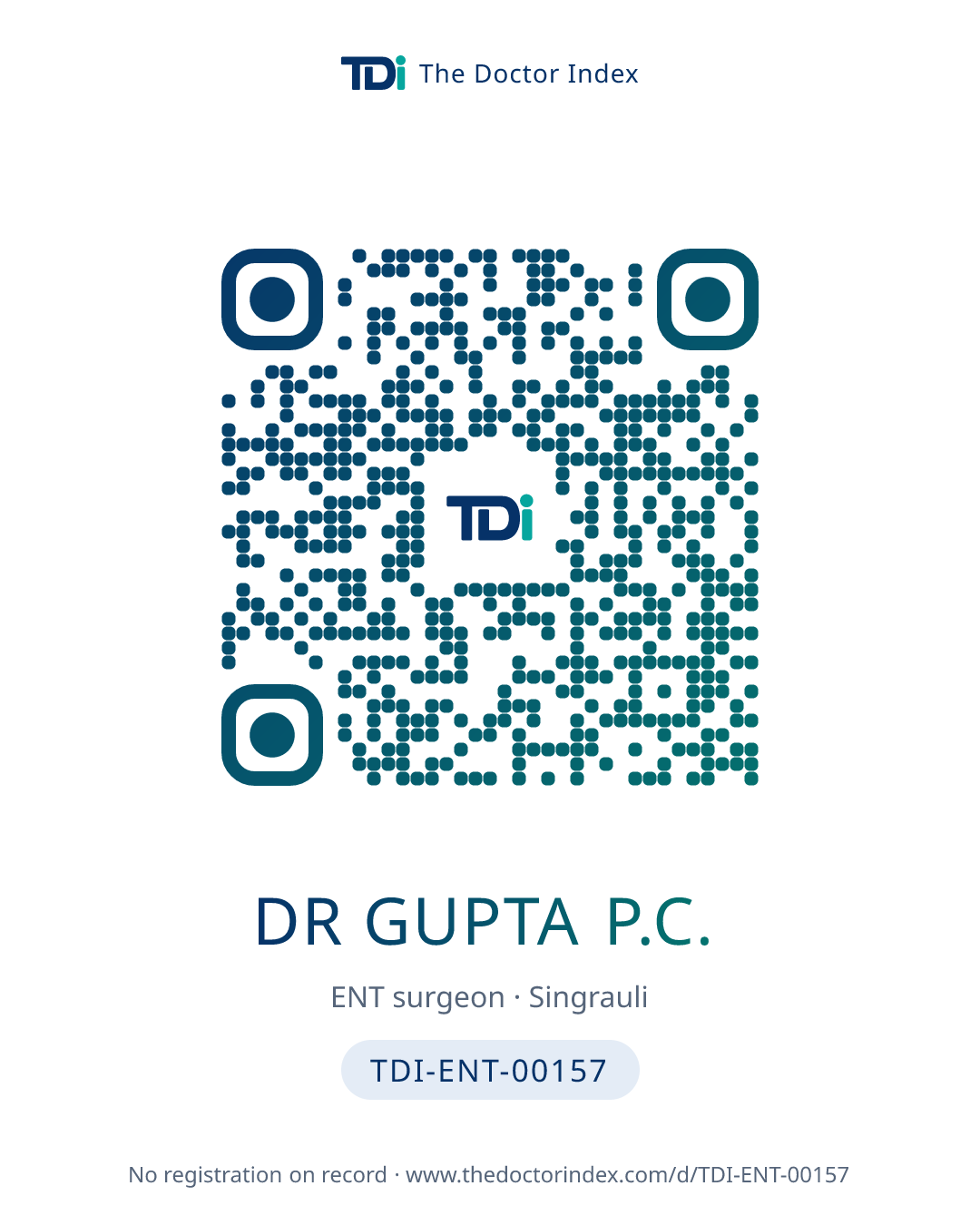 QR card for Dr Gupta P.C., TDI-ENT-00157
