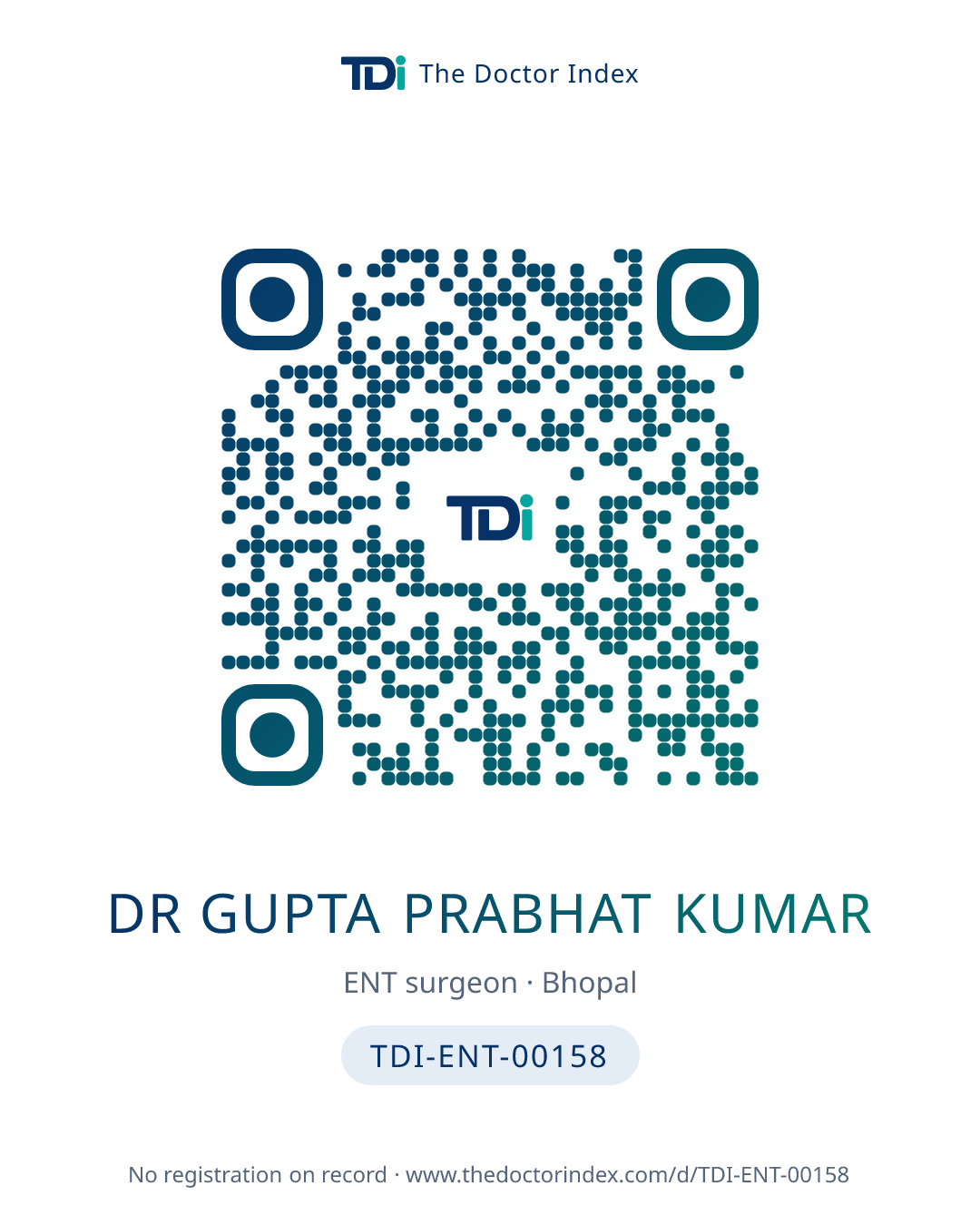 QR card for Dr Gupta Prabhat Kumar, TDI-ENT-00158