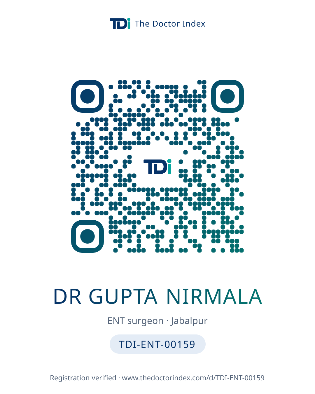 QR card for Dr Gupta Nirmala, TDI-ENT-00159
