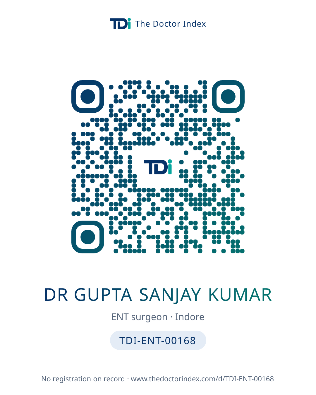 QR card for Dr Gupta Sanjay Kumar, TDI-ENT-00168