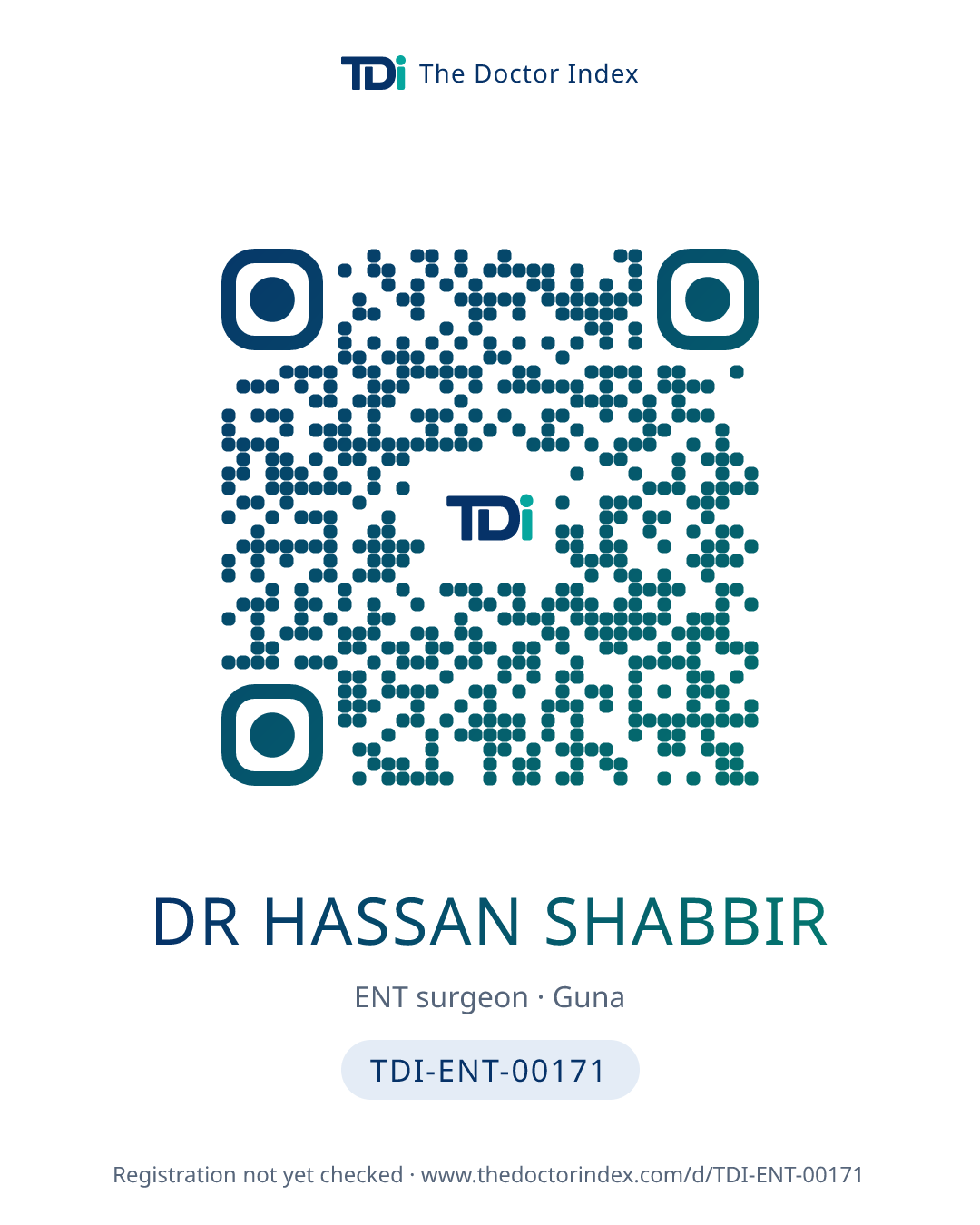 QR card for Dr Hassan Shabbir, TDI-ENT-00171